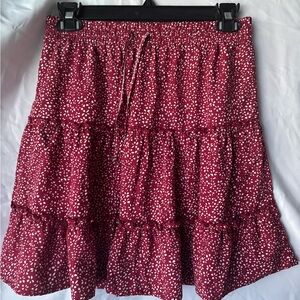 Women's Red Flowered Skirt